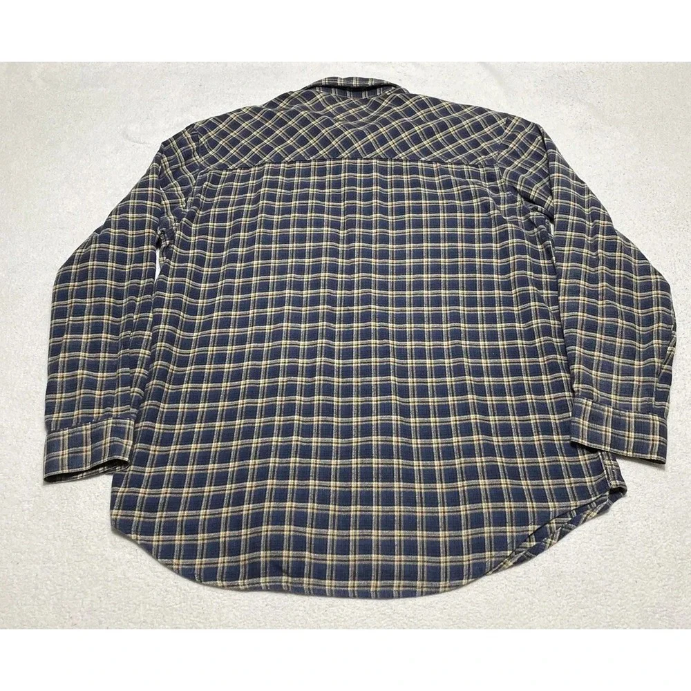 Mens Levis Flannel Shirt Size Large Blue Plaid Long Sleeve Pockets Button Up